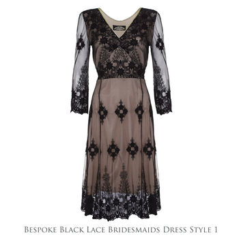 Black And Ivory Lace Bridesmaids Dresses, 3 of 11