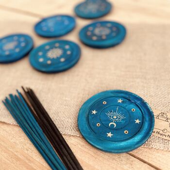 Midnight Blue And Gold Incense Stick Holder Burner Plate, 6 of 12