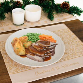 Christmas Table Place Mats Cream Filigree Four Pack, 3 of 4