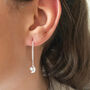 Silver Star And Moon Pull Through Threader Earrings, thumbnail 2 of 8