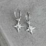 Sterling Silver Earrings Snowflake North Star Huggies, thumbnail 1 of 7