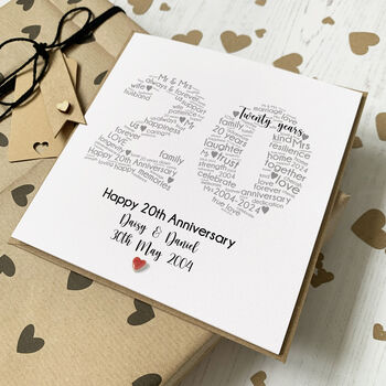 Personalised 20th Anniversary Card With China Heart, 4 of 4