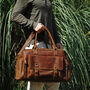 Genuine Leather Weekend Overnight Bag, thumbnail 3 of 12