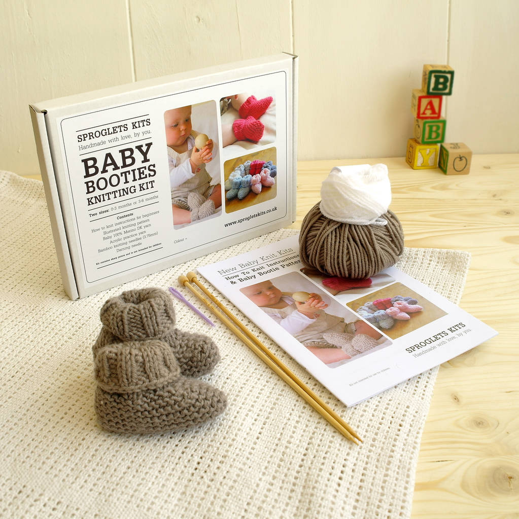 Luxury Pure Merino Baby Booties Learn To Knit Kit By Sproglets