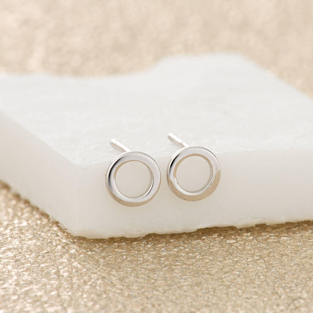 Sterling silver open circle stud clearance earrings