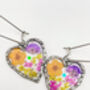 Heart Dangle Earrings With Pastel Flowers In Silver Or Gold, thumbnail 3 of 11