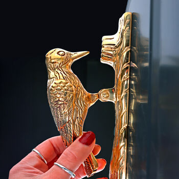 G Decor Golden Woodpecker Polished Brass Door Knocker, 2 of 4