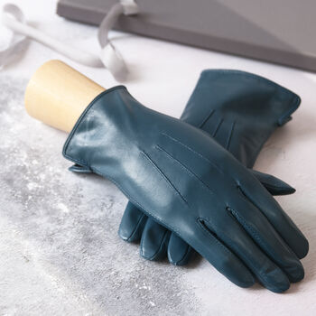 Blue Soft Lined Leather Gloves, 4 of 11