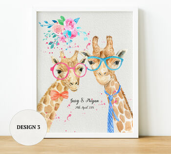 Personalised Giraffe Couple Anniversary Gift, 3 of 5