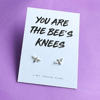 Bees Knees Silver Bee Earrings With Choice Of Message Card, 2 of 7