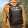 Minimalist Zip Open Black Leather Backpack, thumbnail 3 of 6