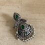 Emerald Green Stone Oxidised Indian Earrings, thumbnail 6 of 6