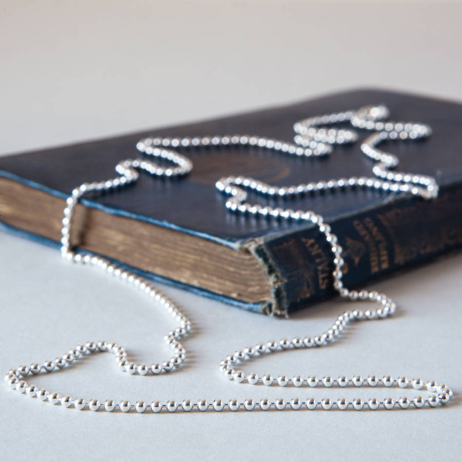 long silver chain ball necklace by rochelle shepherd jewels. gold and