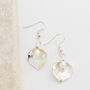 Lilly Shaped Pearl Drop Earrings, thumbnail 4 of 6