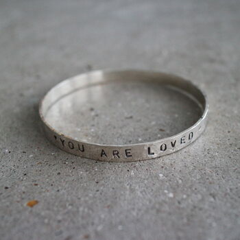 Personalised Flat Silver Bangle, 4 of 5
