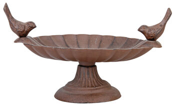 Traditional Brown Cast Iron Two Bird Bath And Feeder Gift, 4 of 4