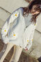 Cream White Crochet Applique Daisy Cardigan, thumbnail 1 of 6