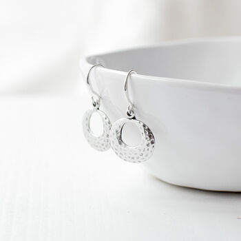 Silver Plated Textured Earrings, 3 of 6