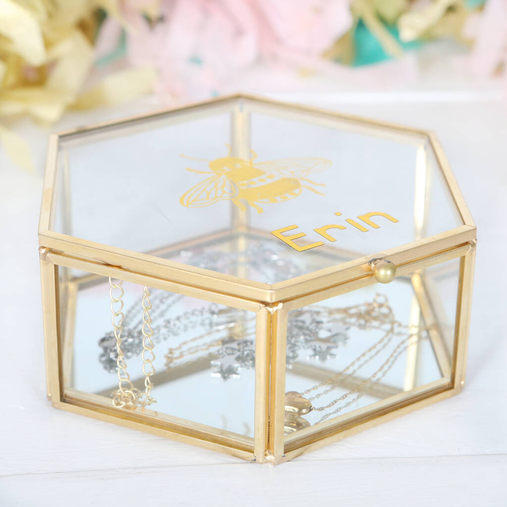 Personalised Gold Bee Jewellery Box By Red Berry Apple ...