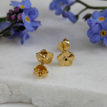Tiny Forget Me Not Gold Vermeil Studs, 2 of 12