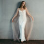 White Wedding Dress Cover Up | Pearl Cape Veil, thumbnail 4 of 12