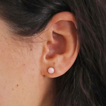 Pink Opal Flower Stud Earrings, 5 of 12