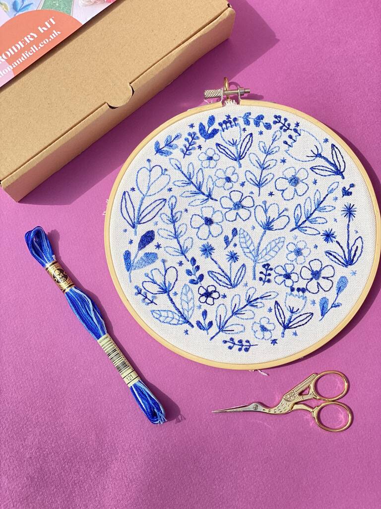Inky Blue Embroidery Kit, 1 of 4