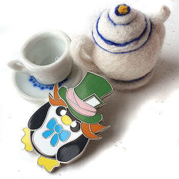 Hatter Penguin Enamel Pin: Alice In Wonderland Penguin Badge, 6 of 10