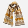 Love Heart Winter Scarf In Mustard Yellow And Greys, thumbnail 1 of 6