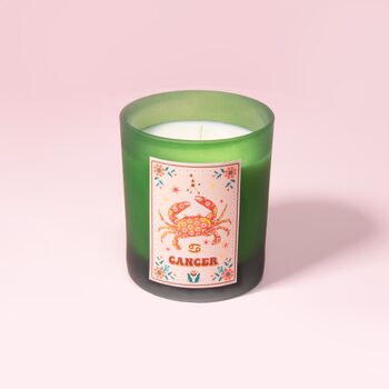 Cancer Zodiac Illustration Frosted Green Scented Candle, 2 of 3
