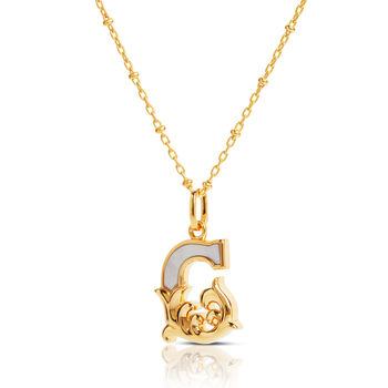 Gold Plated G Initial Necklace With Mother Of Pearl, 2 of 6