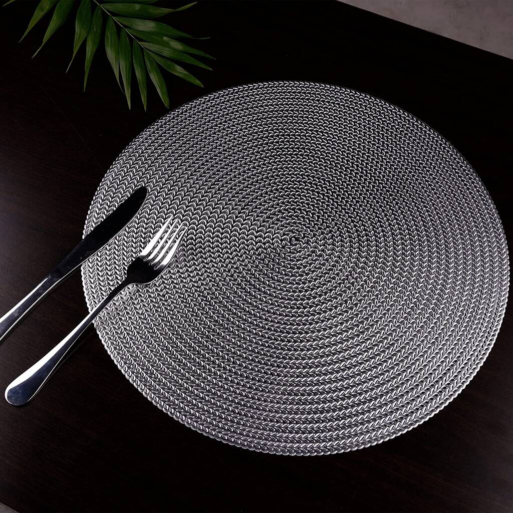 Set Of Six Round Silver Placemats Table Mats By Momentum