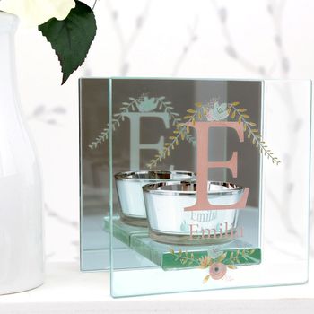 Personalised Monogram Tea Light Mirror Glass Holder, 4 of 4
