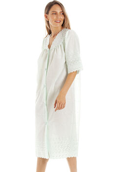 Cotton British Made Mint Button Front Nightdress Embroidery Anglaise, 5 of 5