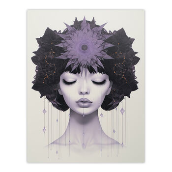 Love In Lavender Lilac Portrait Meditate Wall Art Print, 6 of 6