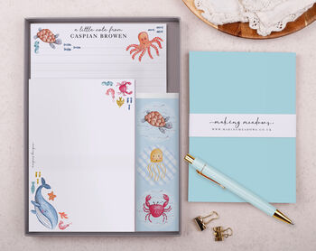 A5 Personalised Children's Stationery Set Gift With Under The Sea Design, 2 of 9