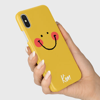 Personalised Yellow Smiley Phone Case, 3 of 6