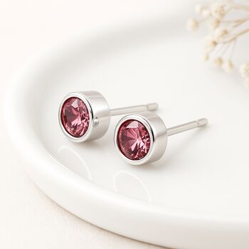 Sterling Silver October Birthstone Stud Earrings – 7mm, 3 of 7