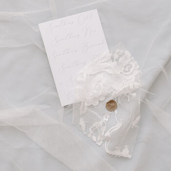 Personalised Lucky Silver Sixpence In Lace Wedding Gift, 5 of 12