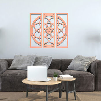 Sacred Geometry Wooden Art Set Metatron's Cube Triptych, 7 of 10