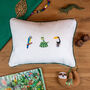 Childrens Rainforest Embroidered Oblong Nursery Cushion, thumbnail 3 of 5