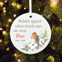 Robins Appear Ceramic Disc Hanging Decoration Bauble + Gift Box, thumbnail 6 of 6