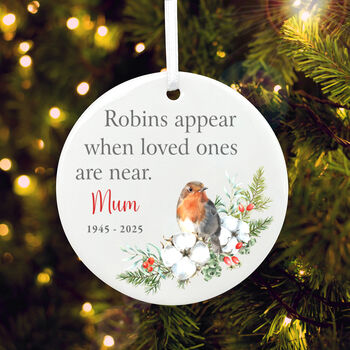 Robins Appear Ceramic Disc Hanging Decoration Bauble + Gift Box, 6 of 6