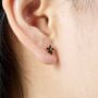 July Onyx Birthstone Stud Earrings, Flower Studs, Gold Studs, thumbnail 3 of 7
