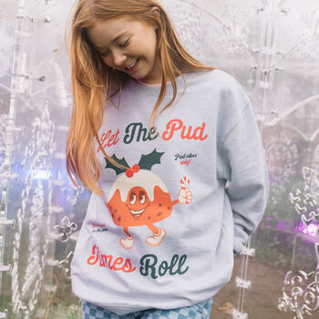 Let The Pud Times Roll Women's Christmas Jumper, 4 of 4