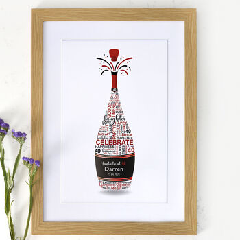 Personalised 40th Birthday Champagne Word Art, 3 of 10