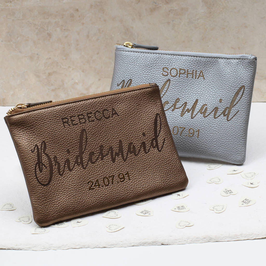 personalised luxury leather bridesmaid bag by hurleyburley