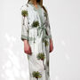 Palm Tree Print Cotton Dressing Gown Kimono, thumbnail 4 of 9