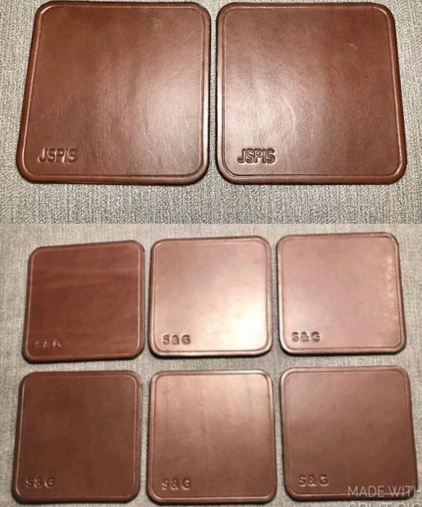 Personalised Stamped Leather Coaster, Dark Brown By Brunswick Leather