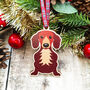 Dachshund Hanging Wooden Christmas Decoration, thumbnail 3 of 7